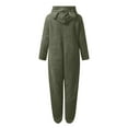 thumbnail image 6 of Ruyang Fleece Onesie for Girls Cute Fuzzy Bear Hooded Jumpsuit Kids Fall Winter Warm Plain Zip Up Furry Sherpa Outfits, 6 of 6