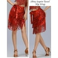 thumbnail image 5 of FEOYA Womens Belly Dance Hip Scarf Sequin Tassel Skirt Latin Dance Hip Scarf Fringe Wrap Jazz Hip Scarf for Tango Samba Cha-cha Salsa Rumba Red, 5 of 7