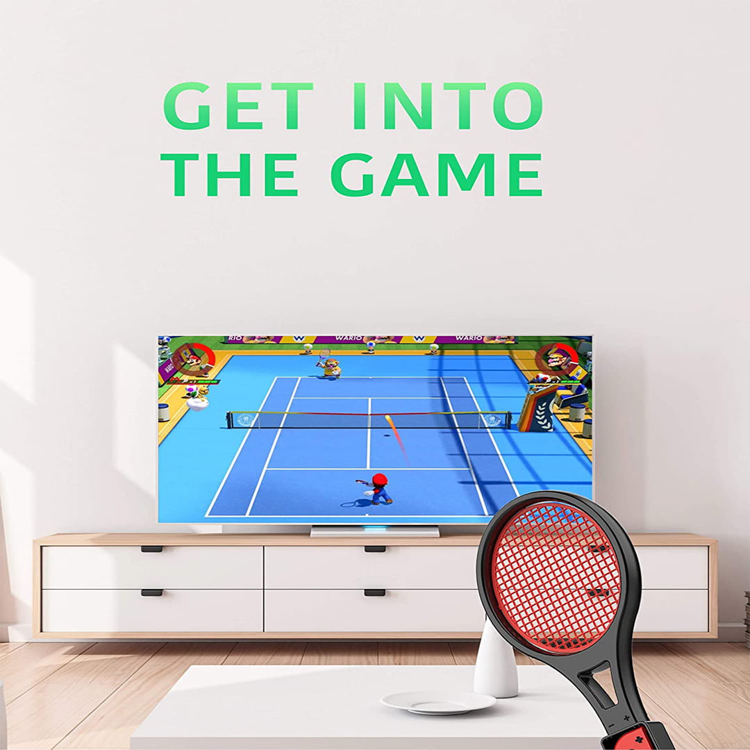 Tennis Racket Grip Tennis Game Controller for Mario Tennis Aces with Straps for Homeoffice for Game Console Accessories Color Box Red + Blue Motion Sensing Controller 