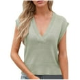 thumbnail image 2 of Htigea Womens V Neck Sweater Vest Oversized Ribbed Knit Sleeveless Casual Loose Fit Pullover Tank Top Today Deals Green,M, 2 of 3
