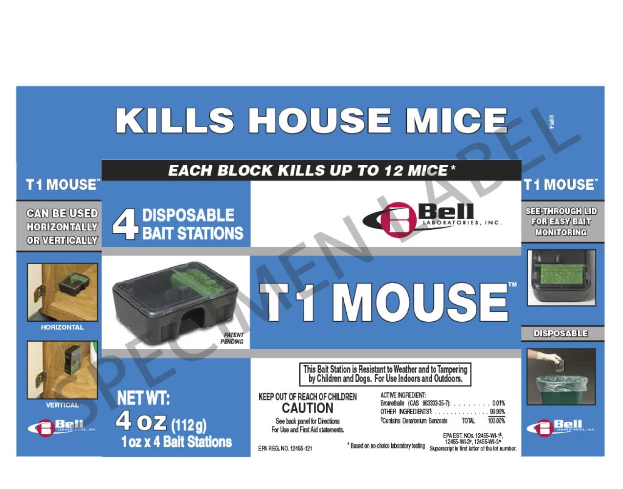 T1 Mouse Disposable Bait Station- 1 Case (24 Bait Stations) by Bell Laboratories