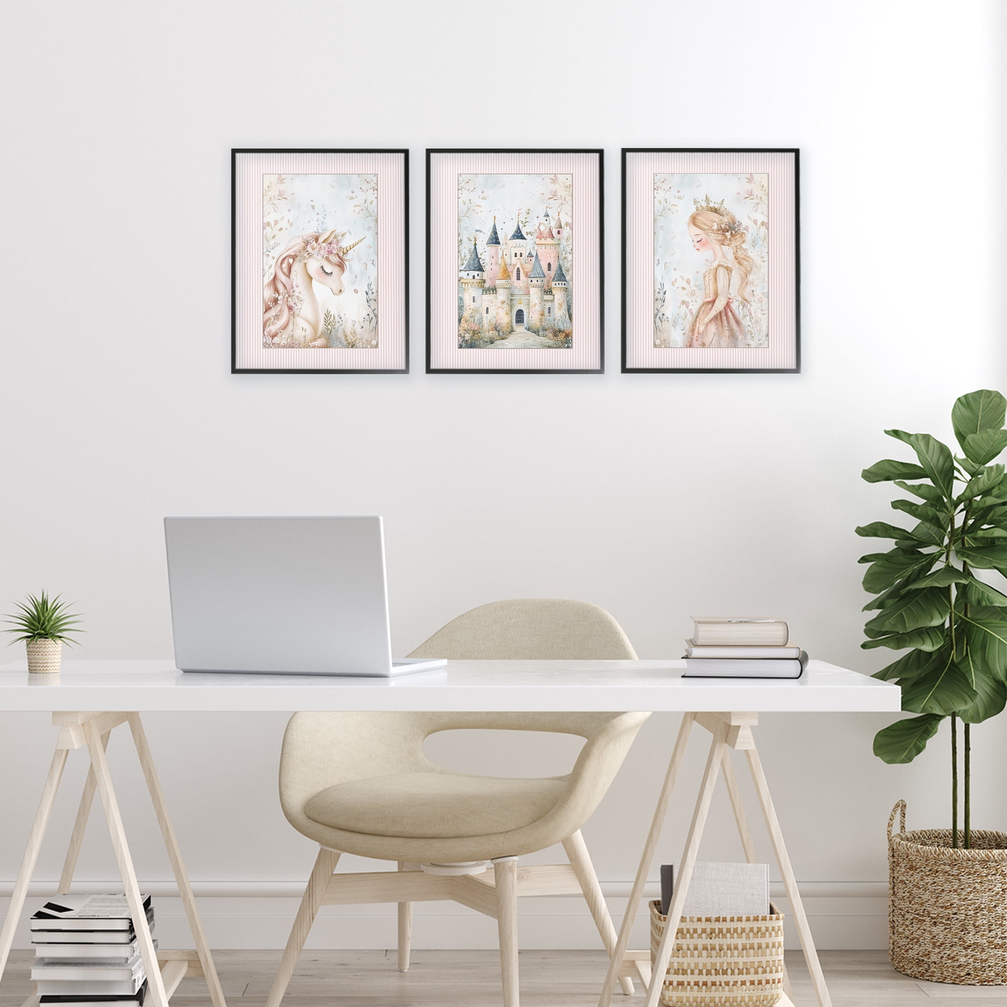 Stupell Industries Fantasy Enchanted Dreams 3 Piece Black Framed Giclee Art Set, design by Christine Simpson Art