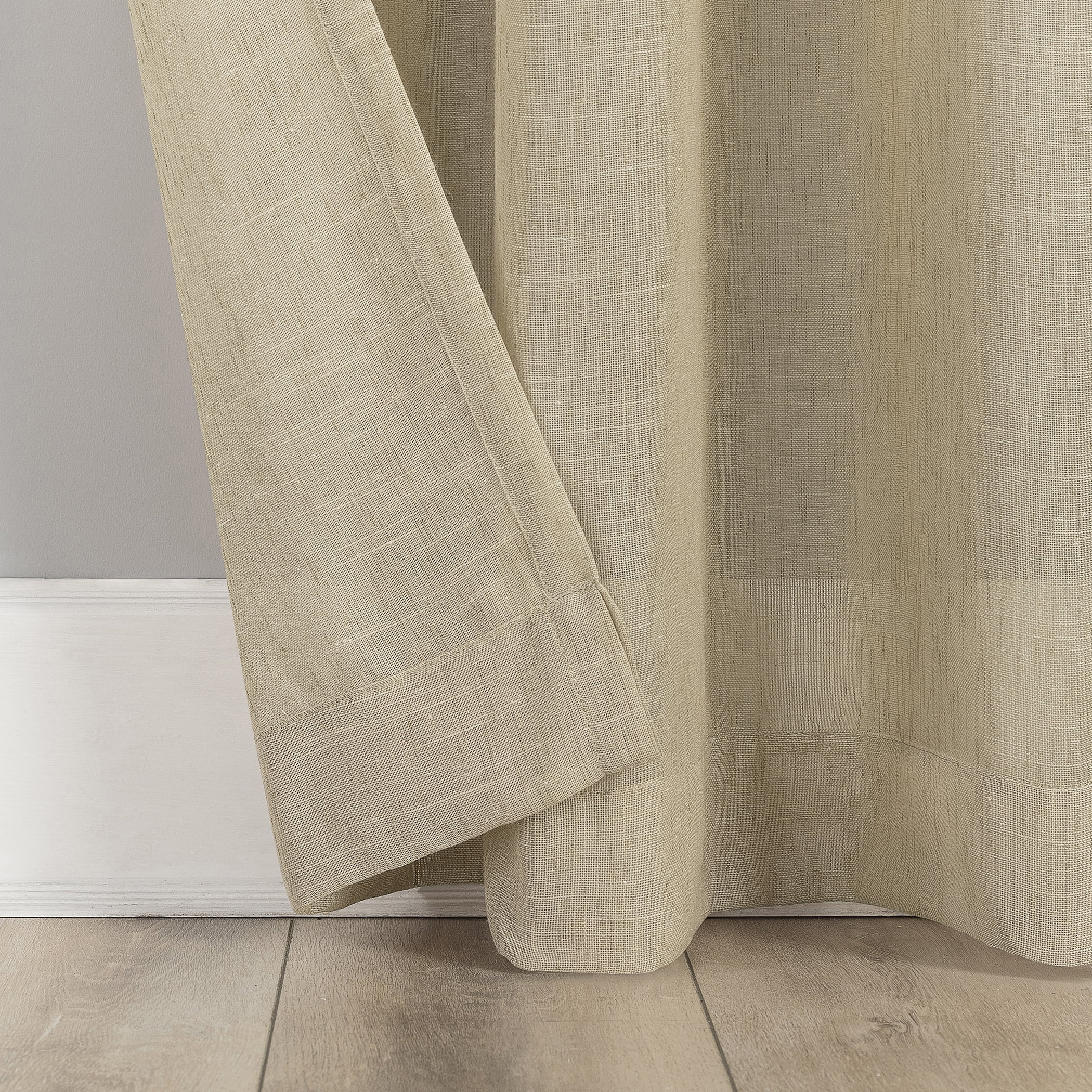 Archaeo Slub Textured Linen Blend Grommet Top Curtain, 52"x63", Sand