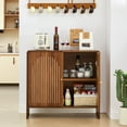 thumbnail image 4 of Accent Cabinet with Printed Arched Line Pattern, Modern Buffet Sideboard with Adjustable Shelves, Decorative Storage Cabinets for Bedroom Living Room Kitchen Office Entryway and Hallway, Walnut, 4 of 7