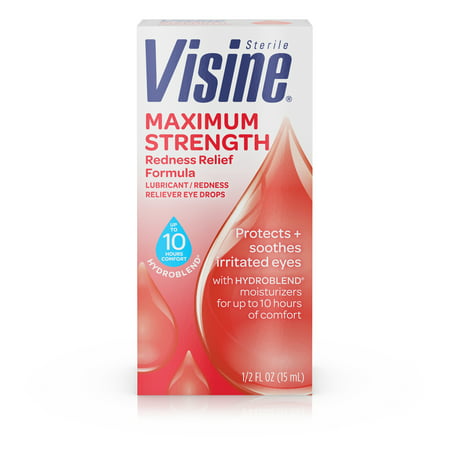 Visine Max Strength Redness Relief Formula Eye Drops, 0.5 fl. (Best Redness Relief Eye Drops For Contacts)