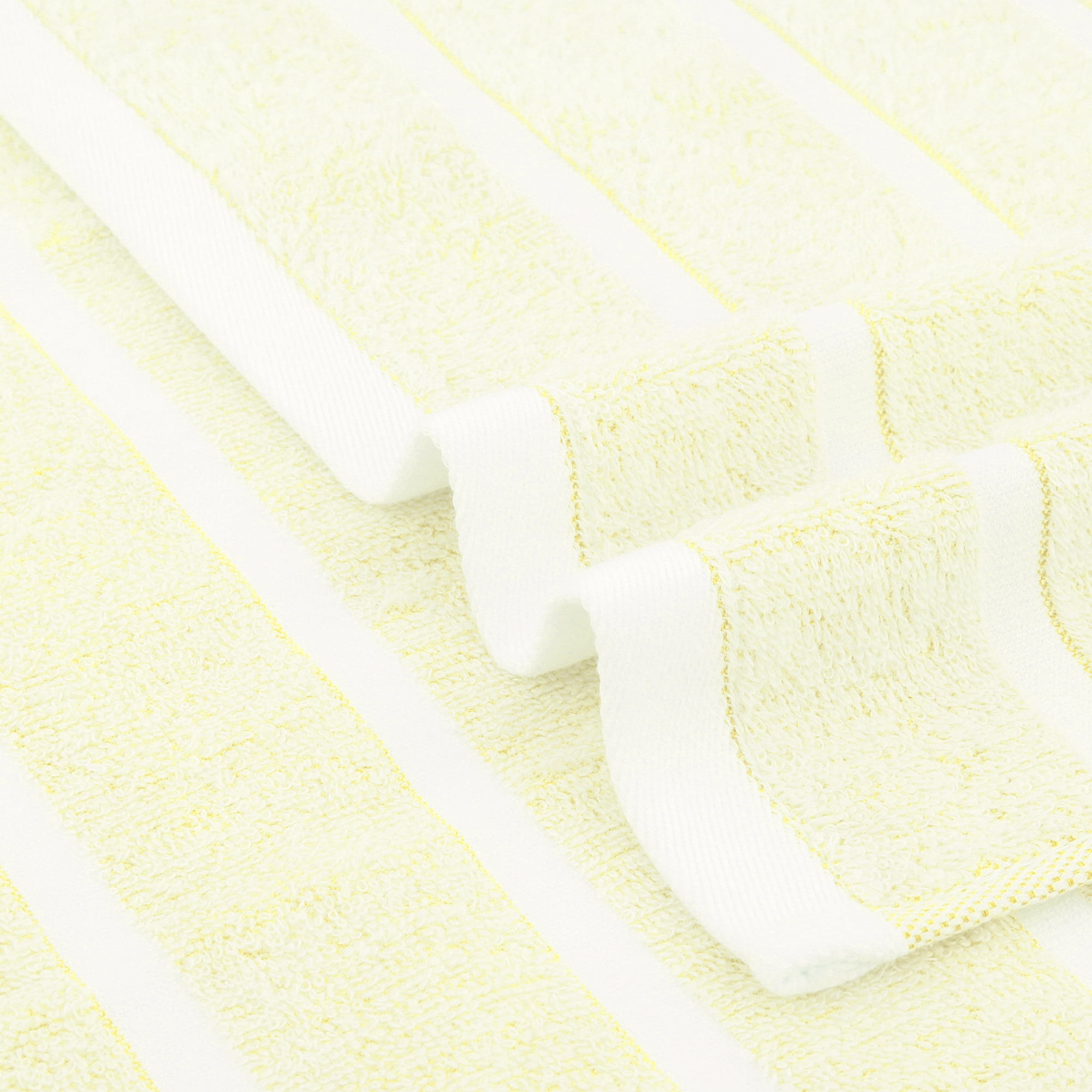 Unique Bargains Striped Cotton Bathroom Hand Towel Kitchen Hand Towel Yellow 2-Piece