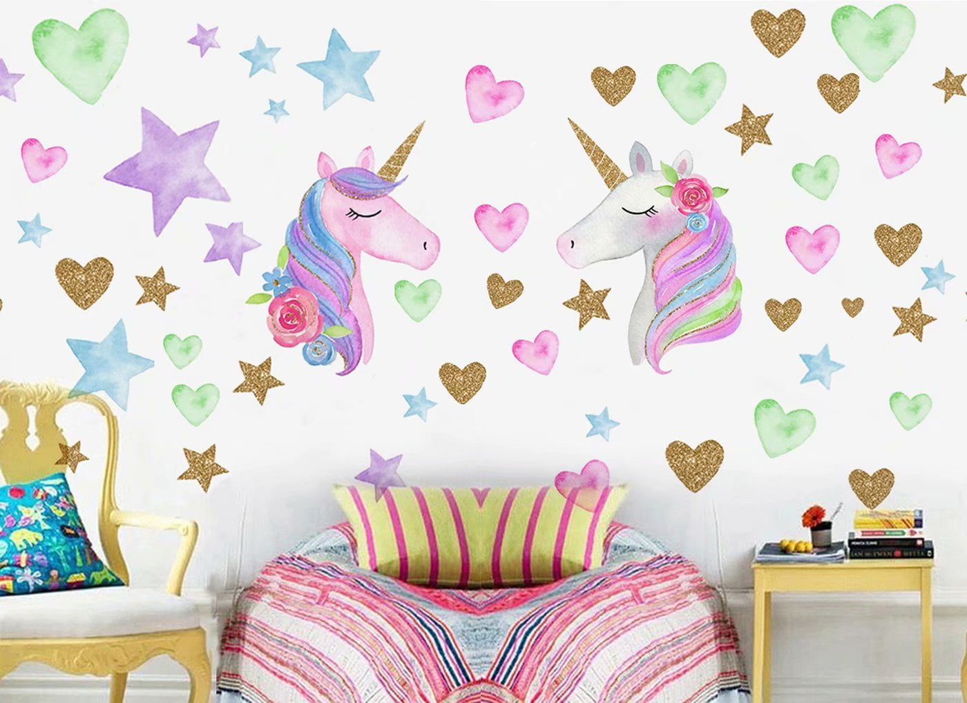 Personalised Rainbow Shooting Star Wall Sticker Decal Girls Room Nursery Fantasy 