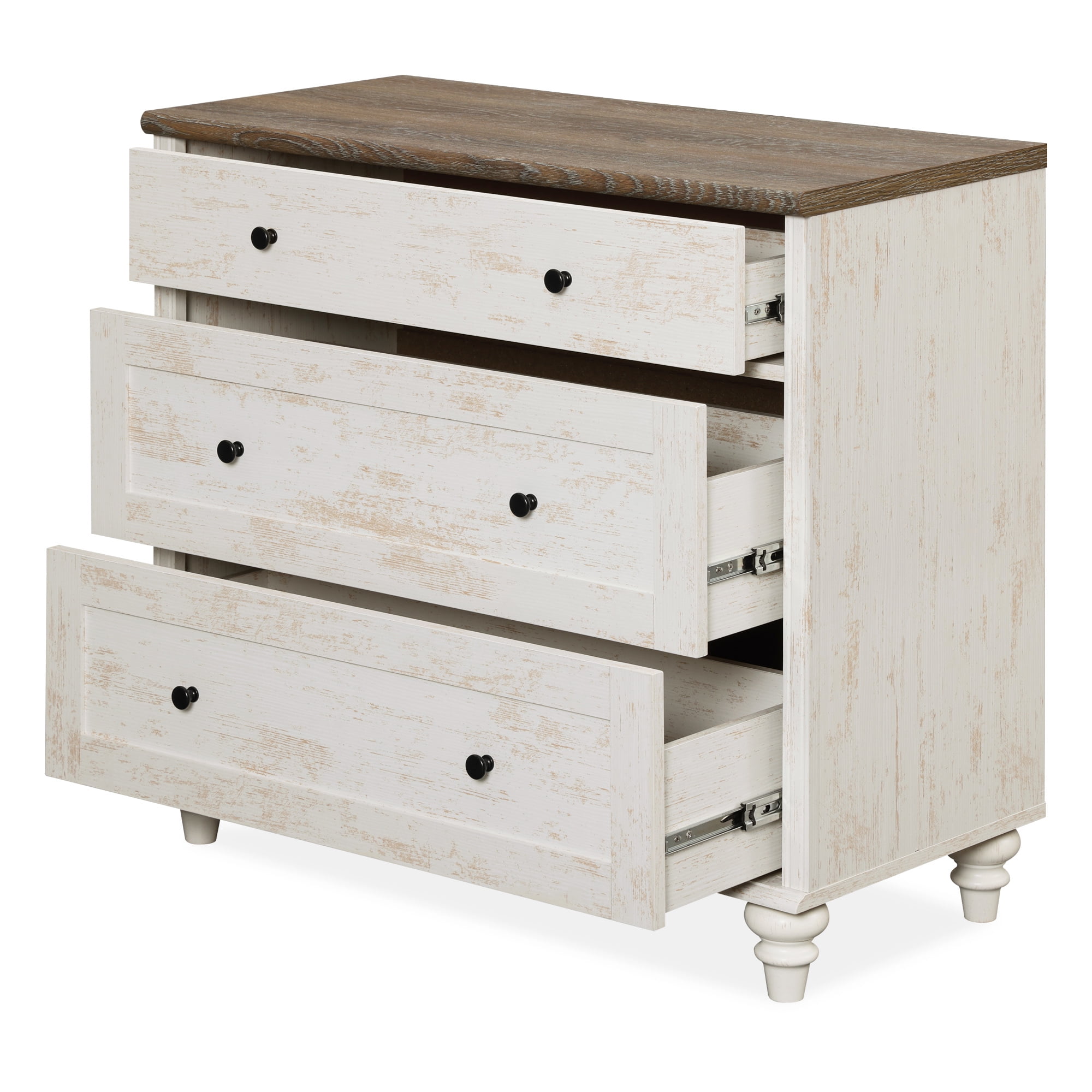 Farmhouse 6-Drawer Dresser, Wooden Storage Cabinet for Home, Rustic White