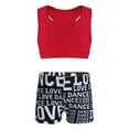 thumbnail image 1 of inhzoy Kids Girls Basic 2 Piece Active Outfit Racer Back Crop Top and Shorts Set for Gymnastics Dancing Workout Red S, 1 of 7