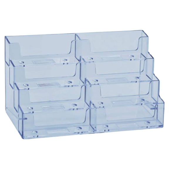 Business Card Holder, Acrylic Business Card Stand for Desk with 4 Tier, Plastic Cards Display Holder for Exhibition, Home and , 8 Pocket, 1 Pack, 7.68x3.35x3.94"
