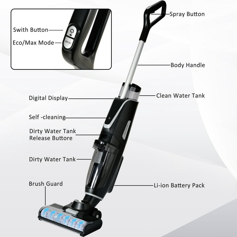 Comforday Cordless Vacuum Cleaner, Electric Mop 3 in 1 Wet Dry Cordless  Stick Vacuum, with LED Light Hardwood Floor Cleaner Machine for Home and  Car, Lightweight Handheld with Multiple Brush 