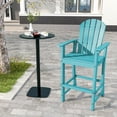 thumbnail image 2 of Costway Outdoor HDPE Bar Height Stool Patio Tall Chair Armrest Footrest All Weather Turquoise, 2 of 8