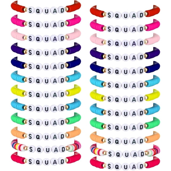 24 Pcs Beaded Friendship Bracelets Set, Colorful Word Design Adjustable Bracelets, Stackable Jewelry Gifts for  Women Teens for Christmas Birthday Party Favors