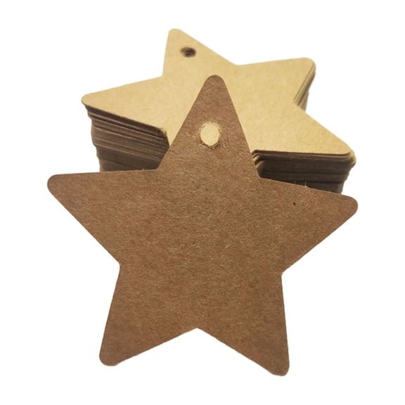 HOMYL 100 X Star Shaped Gift Tags Hanging Tag Projects with Hole Decorations Star Tags Kraft