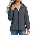 thumbnail image 2 of XUNKUSGA Rain Jacket Women Lightweight Zip Up Hooded Windbreaker Jacket Classic Solid Color Waterproof Windproof Rain Coats with Zipper Pockets Hiking Travel Jackets,Gray,L, 2 of 9