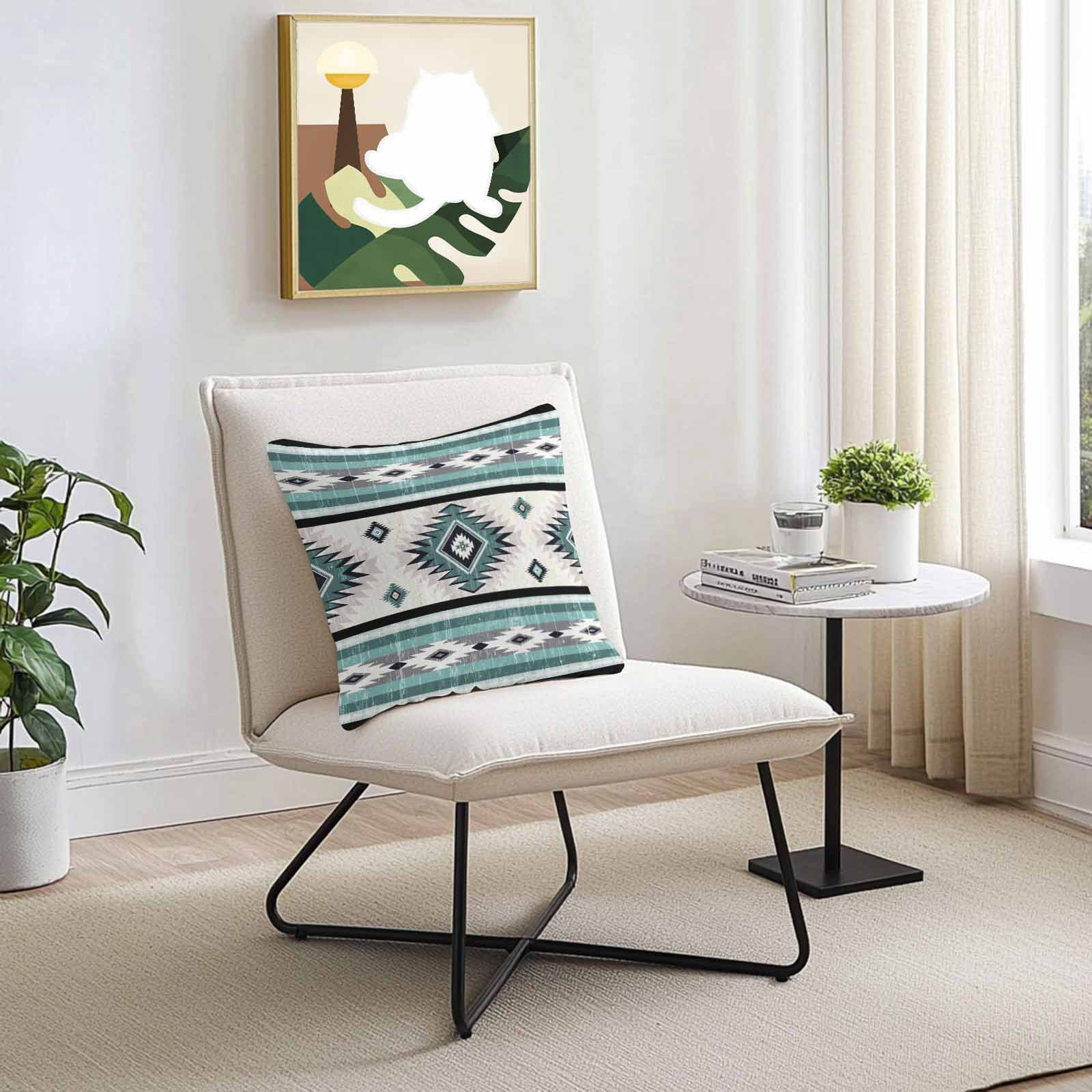 Outdoor Waterproof Throw Pillow Covers Set of 2 Turquoise Boho Aztec Decorative Pillowcases Outdoor Pillows Cushion Case 16x16 Inch Southwest Tribal Geometric Patio Pillows for Couch Sofa Bed Garden