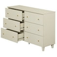 thumbnail image 5 of 6 Drawers Dresser for Bedroom, Modern Wide Double Dressers with Chest of Drawers, Wood Closet Organizer, Beige Faux Linen Finish, 5 of 7