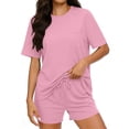 thumbnail image 2 of Utoimkio Women's Pajama Sets 2 Piece Soft Comfy Short Sleeve Top and Shorts Summer Sleepwear Round Neck Pjs Lounge Sets with Pockets Size S-XXL, 2 of 7