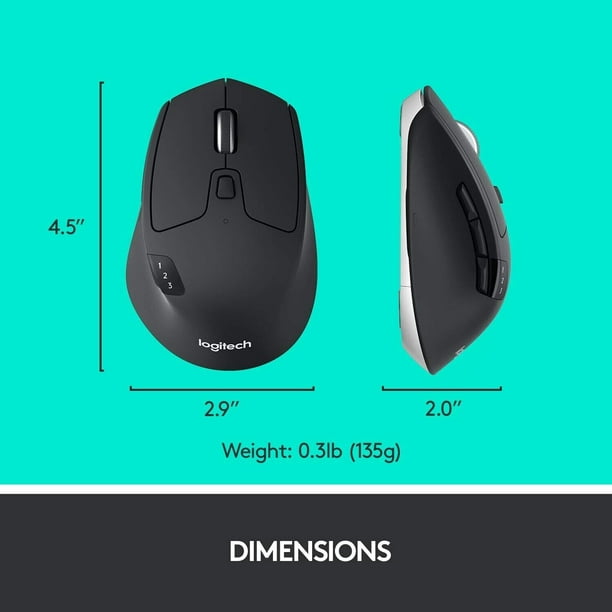 Logitech M720 Triathlon Multi-Device Wireless Mouse, Bluetooth, USB Unifying 1000 DPI, 8 Buttons, 2-Year Battery, Compatible with Laptop, PC, Mac, iPadOS - Black Ships in White Box - Walmart.com