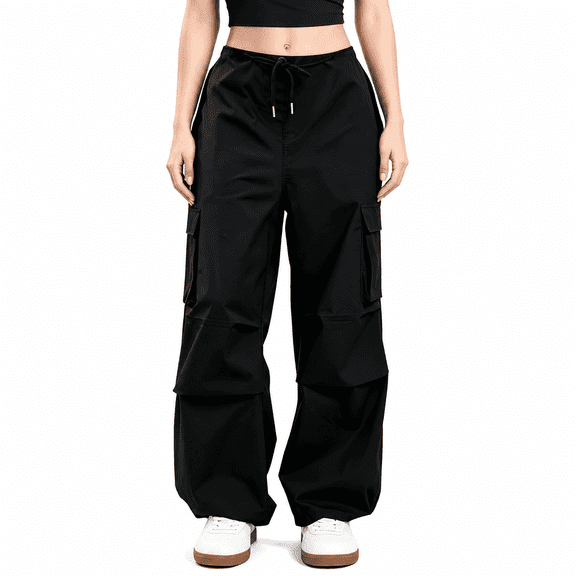 Women Polyester Quick Dry Cargo Pants, Multi-Pocket Wide Leg Loose Hip Hop Outdoor Athletic Long Trousers