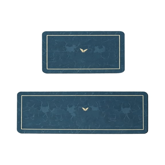 Anti Fatigue Kitchen Floor Mats Set of 2, Waterproof Kitchen Sink Runner Rug, Standing Mat Cushioned Kitchen Rugs, Comfort Doormat 16''x24'' 16x47" (Blue-B)