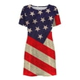 thumbnail image 4 of Lolmot July 4th Dresses for Women, Beach Casual Dresses Women Independence Day Outfit Summer Casual Fashion USA Flag Printed Short Sleeve Round Neck Dress, 4 of 5