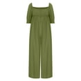 thumbnail image 5 of Snorda Womens Jumpsuits Womens Solid Color Short-Sleeved Casual Wide-Leg Jumpsuit Rompers With Button Pockets, 5 of 5