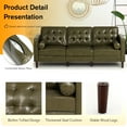 thumbnail image 2 of ACMEASE Premium Faux Leather 3-Seater Sofa with Two Bolster Pillows and Tufted Backrest, Olive Green, 2 of 7