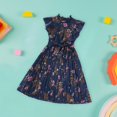 thumbnail image 4 of EnJoCho Kids Clothes Girls Vintage Print Flying Sleeves Pleated Princess Dress Girls Dresses Little Children Girl Summer Trendy Dress Outfits Cute Dresses 11-12Years, 4 of 6