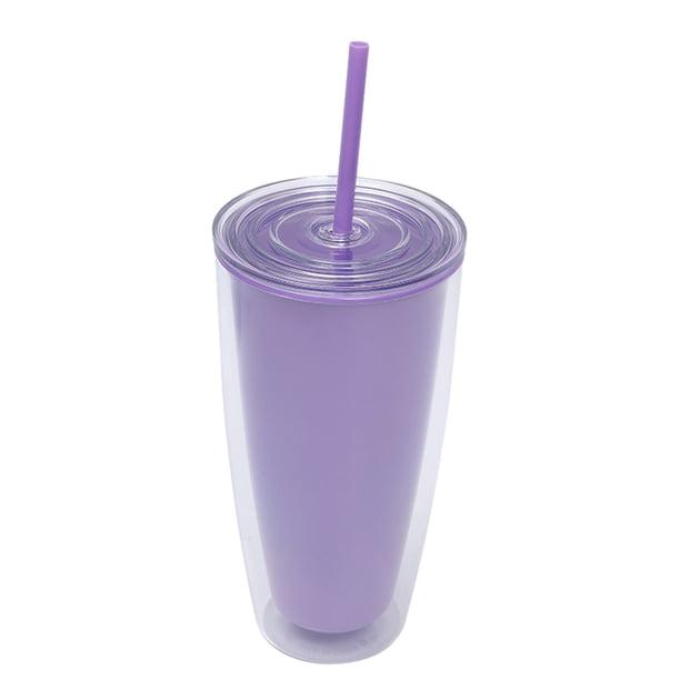 Vaso plano de plástico de 24Oz con tapa y pajita, vaso reutilizable de gran tamaño, sin bisfenol A.