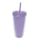 thumbnail image 1 of Vaso plano de plástico de 24Oz con tapa y pajita, vaso reutilizable de gran tamaño, sin bisfenol A., 1 of 5