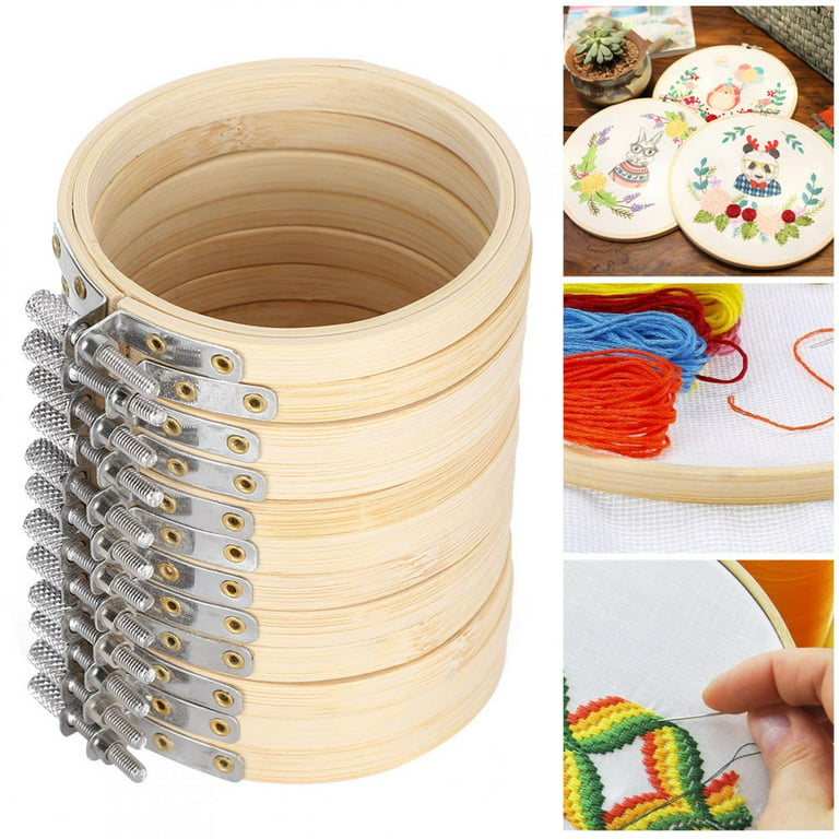 12Pcs Bamboo Hand Embroidery Hoops with Frames for Cross Stitch