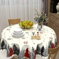 thumbnail image 1 of Christmas Snowflake Round Tablecloth Cream Tablecloth 60 Inch Gary and Red Tree Pattern Circle Table Cloth Winter Holiday Table Cover for Home Kitchen Dinning Party Xmas Decor, 1 of 8
