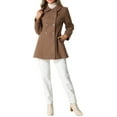 thumbnail image 2 of INSPIRE CHIC Women's Peter Pan Collar Double Breasted Winter Long Trench Pea Coat M Coffee, 2 of 6