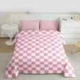 thumbnail image 2 of Homewish Geometric Plaid 2pcs Bedding Comforter Set For Teens Boys Girls,Pink White Twin Comforter Sets,Vintage Aesthetic Breathable Bedding Set,Super Cozy Room Decor,Reversible, 2 of 8