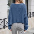 thumbnail image 4 of Ediodpoh Oversized Knit Sweater Soft Yarn Pullover Casual Winter Warm Pattern Crewneck Top for Fall Season Oversized Sweaters for Women Blue XL, 4 of 5