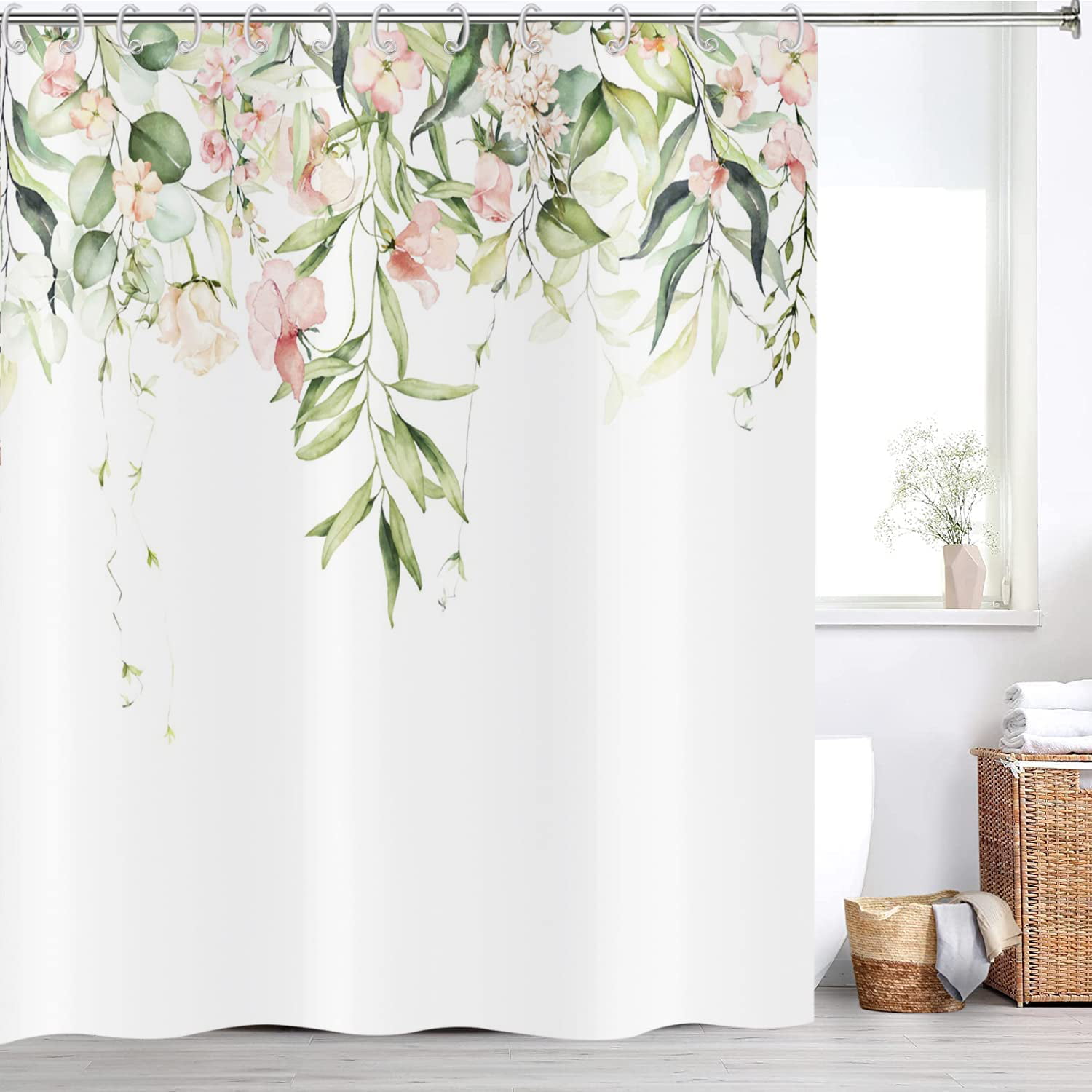 Typruye Green Plant Shower Curtain Waterproof Cloth Plant Leaf Fabric Leafs  Shower Curtains for Bathroom Succulent Botanical Bathroom Decor 72 x