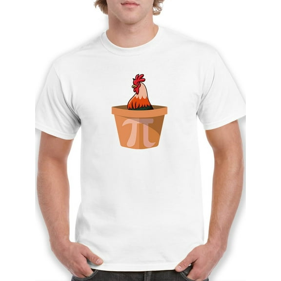 Pi Rooster Pot Men White T-Shirt, Male Large