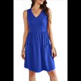 thumbnail image 1 of Vestidos de Verano para Mujer 2025, Informales, Sin Mangas, para Vacaciones en la Playa, Fluidos, Midi, con Bolsillos. Azul Real S, 1 of 6