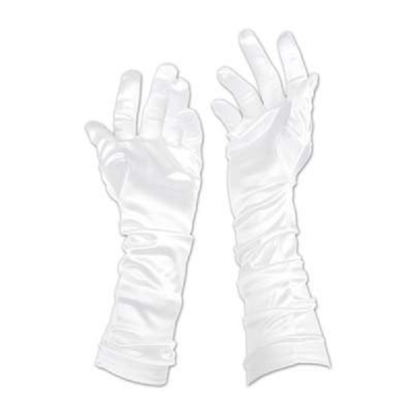 Beistle Club Pack of 24 White Elbow Length Evening Gloves Costume Accessories 21"