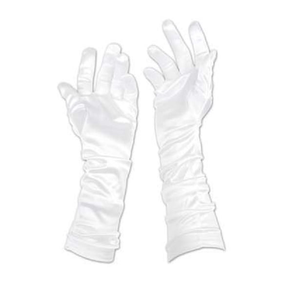 Beistle Club Pack of 24 White Elbow Length Evening Gloves Costume Accessories 21"