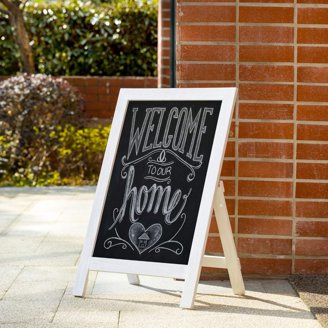 36x24 Inch Rustic Wood Framed Chalkboard - Non-Magnetic Wall Hanging Memo Board For Kitchen, Cafe, Or Office