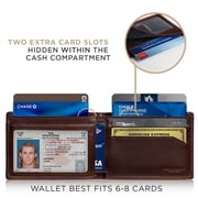 Serman Brands Mens Slim Bifold Wallet | RFID Blocking Minimalist | Front Pocket | Full Grain Leather Wallets for Men | Thin & Stylish | Melted Chocolate