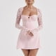 thumbnail image 5 of Vestido de manga larga de encaje para mujer Vestido de corte bajo Vestido para salir Kuymtek Rosa T L para Mujer, 5 of 6