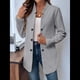 thumbnail image 4 of Blazer de Mujer con Cuello Alto, Informal, de Larga, Cruzado, Elegante, para Oficina y Negocios Gris S, 4 of 9