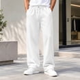 thumbnail image 2 of Men's Straight Leg Sweatpants Elastic Waist Drawstring Loose Fit Open Bottom with Pockets Lounge Pants, 2 of 4
