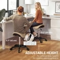 thumbnail image 4 of HOMCOM Rolling Salon Stool, Faux Leather Swivel Saddle Chair, Brown, 4 of 10