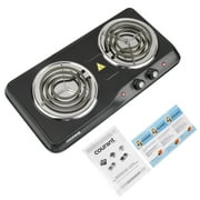 Courant Electric Double Burner, Portable, Sleek Design, Black