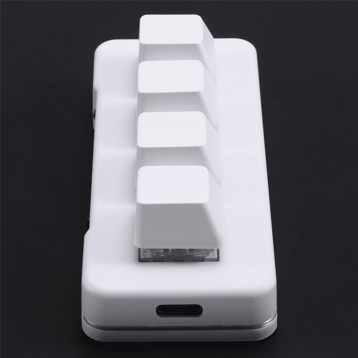 MK424G 4-Key Mini Customized Keyboard with Mechanical Blue Switch 2.4G+Usb Connection for Office Game Multimedia White,1 x Mini keyboard,White