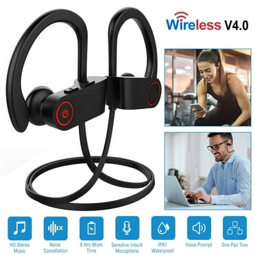 TeqHome Wireless Headphones Wireless Earbuds IPX7 Waterproof Sports Earphones Mic HD Stereo Sound in-Ear Earbuds Noise Cancelling Headsets Gym Running